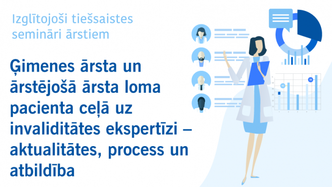 sieviete ar dokumentu mapi rokās, riņķa diagramma, 4 cilvēku seju mazas bildītes