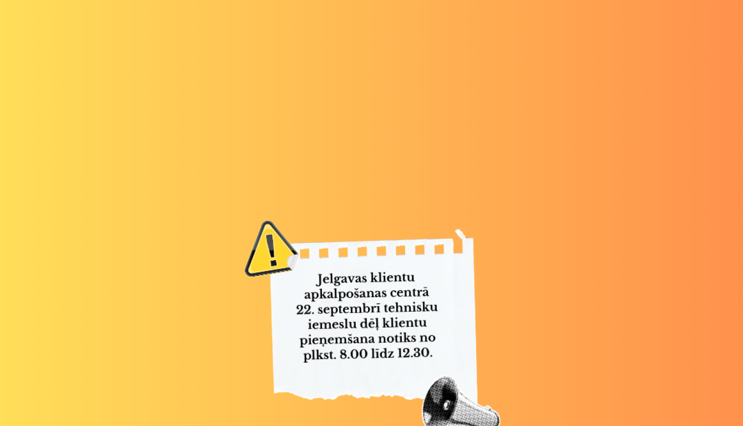 Skaļruņi , fons oranžs, informācija, ka tehniskas problēmas