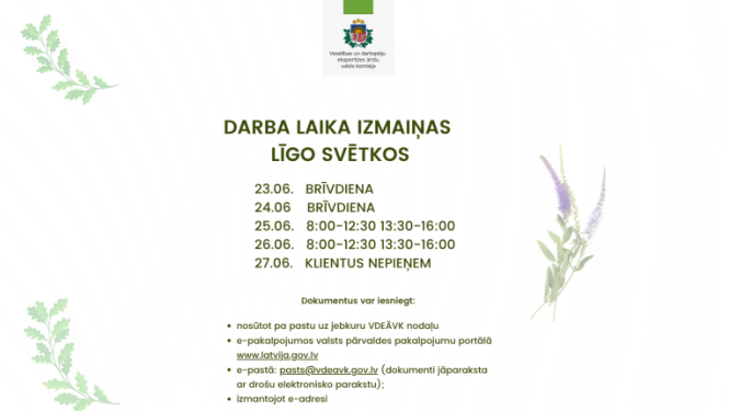 ģērbonis, informācija par darba laika izmaiņām