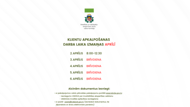 vizuāla informācija par darba laikeim, kas ietverta aprakstā