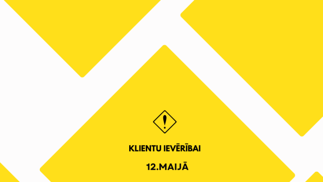 dzeltens fons ar rombiem, izsaukuma zīme un teksts par klientu apkalpošanu