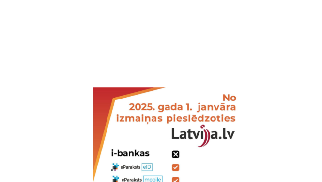 eparaksts logo, latvija.lv logo un informācija par pieslēģšanās veidiem 