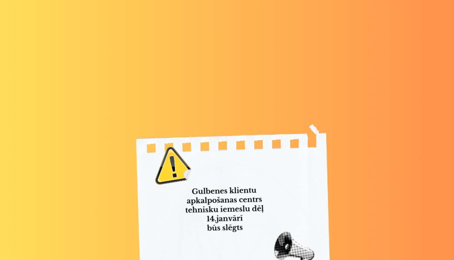 Skaļruņi , fons oranžs, informācija, ka tehniskas problēmas