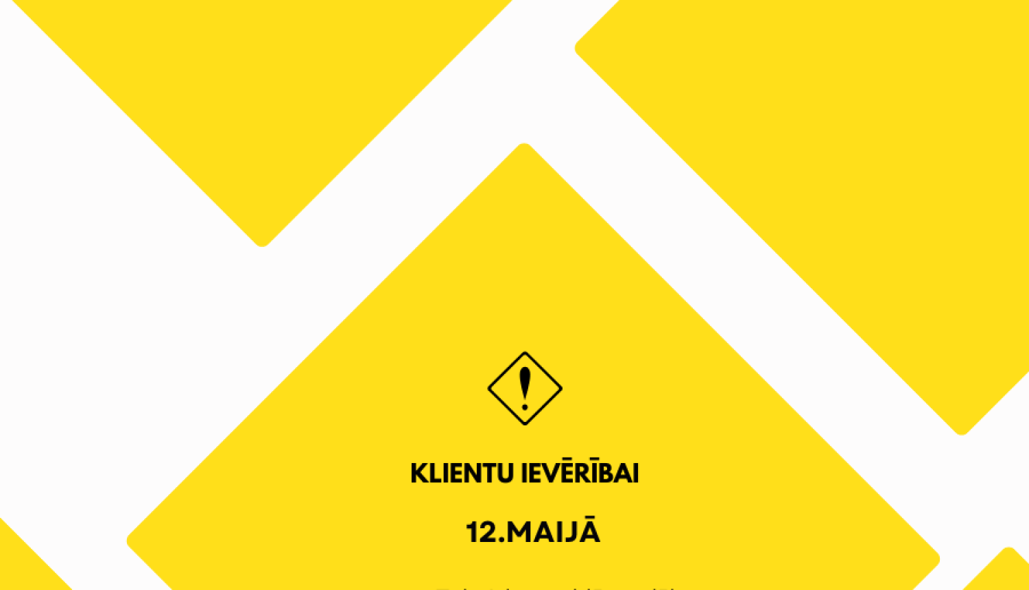 dzeltens fons ar rombiem, izsaukuma zīme un teksts par klientu apkalpošanu