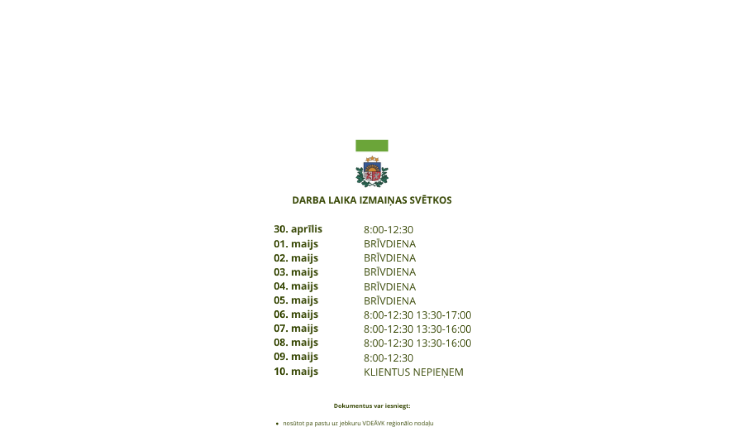 logo, darba laika izmaiņu apraksts