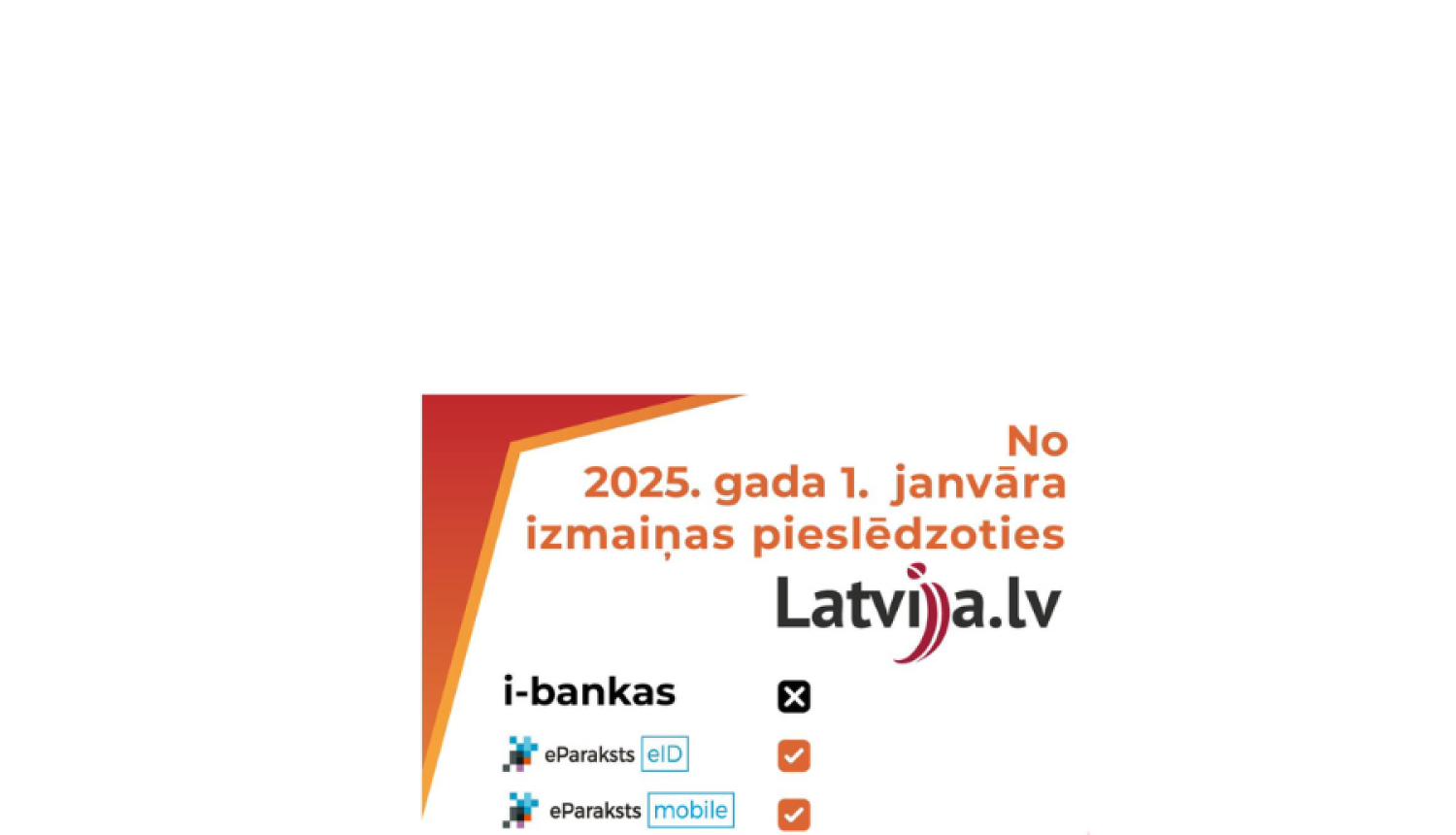 eparaksts logo, latvija.lv logo un informācija par pieslēģšanās veidiem 