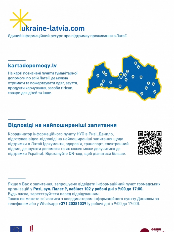 Latvijas karte, qr kods, teksts